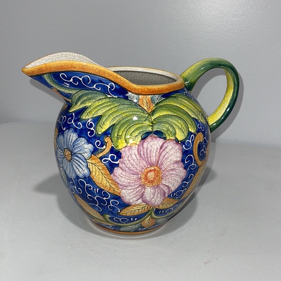 Casa Cristina pitcher  Home Collection by CBK Tuscan style colorful floral - Picture 3 of 13